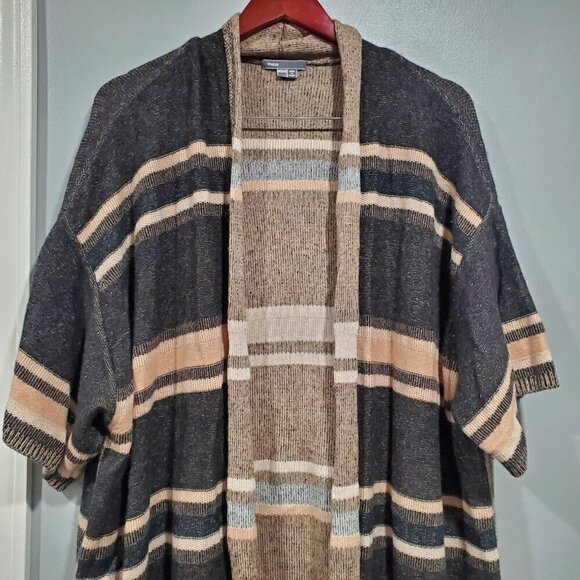Vince Brown Stripe Wool Cashmere Open Front Cardigan Sweater Short-Sleeved XS/S - Picture 4 of 15